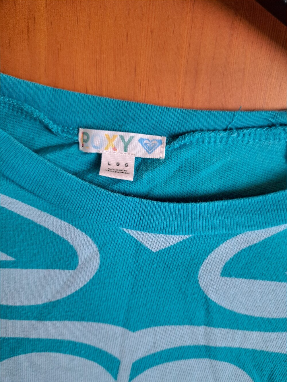 Roxy Teal Long-Sleeve Logo Print Top - Picture 2 of 4